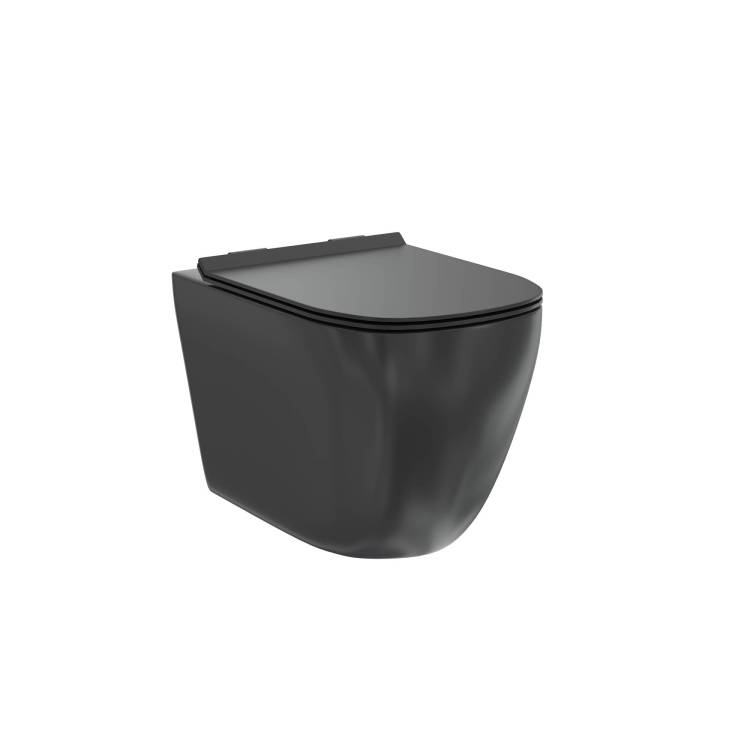 Унитаз подвесной Creto Logan L1 1001-002-L1BLMAT безободковый, сиденье микролифт, черный