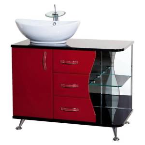 Тумба с раковиной Bellezza Рио 90 L красная с черным