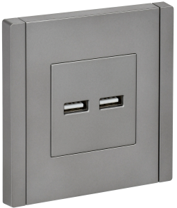 Розетка USB type A+A IEK Forte&Piano FP-U21-D31-K46 сталь