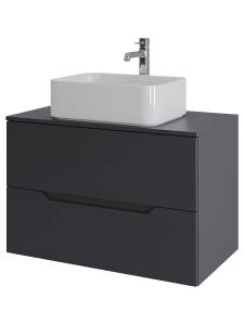 Тумба с раковиной Orange Line Li-80TugMDF+B02-460W графит матовый, 80.5 см