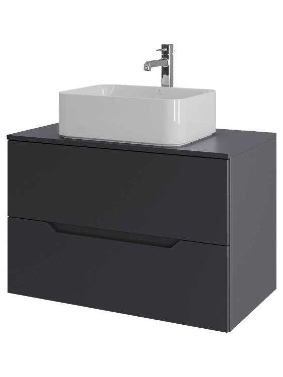 Тумба с раковиной Orange Line Li-80TugMDF+B02-460W графит матовый, 80.5 см