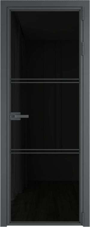 Межкомнатная дверь Profil Doors 3 AX цвет профиля Серая ночь, стекло безопасное 6 мм черный триплекс 800x2000