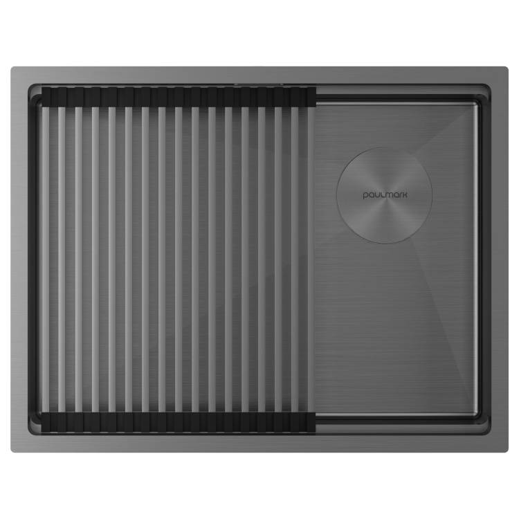 Мойка кухонная Paulmark Next-Pro 58 Uni PM705845-GM Вороненая Сталь, 58x45