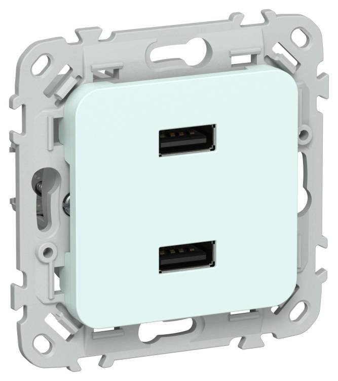 Розетка USB type A+A IEK Flite FI-U21-D31-K94 холодный лед