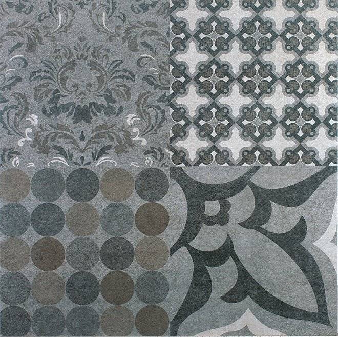 Керамогранит Kerama Marazzi Королевская дорога SG614720R обрезной орнамент серый 60x60