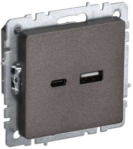Розетка USB type A+C IEK Brite BR-U22-018-K45 темная бронза