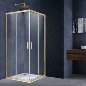 Душевой уголок Vincea Alpha VSS-3AL100CLG 100x100, брашированное золото, стекло прозрачное