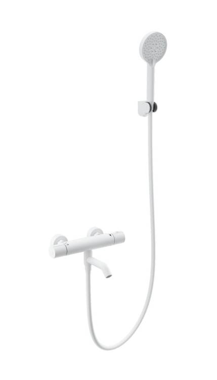 Смеситель для ванны Wonzon & Woghand WW-B3029-A1-MW с душем и термостатом, белый матовый