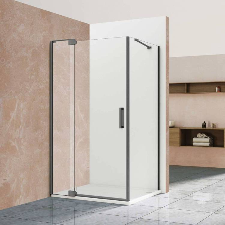 Душевой уголок Vincea Extra VSR-1E901090CLGM профиль вороненая сталь, стекло прозрачное, 900/1000x900