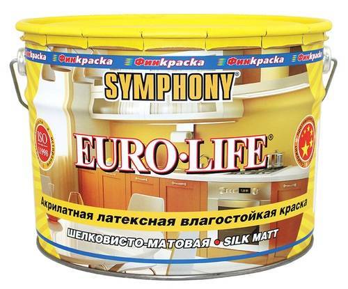 Краска влагостойкая Symphony Euro Life латексная база С 9 л