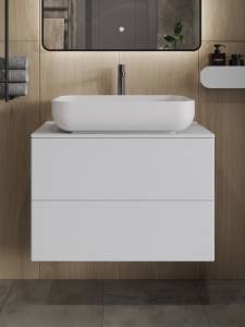 Тумба с раковиной Orange Отто Ot-75TuMDF+B03-600W белая глянцевая, 75 см