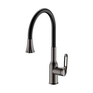 Смеситель для кухни Haiba HB42830-3 гибкий излив, оружейная сталь/черный