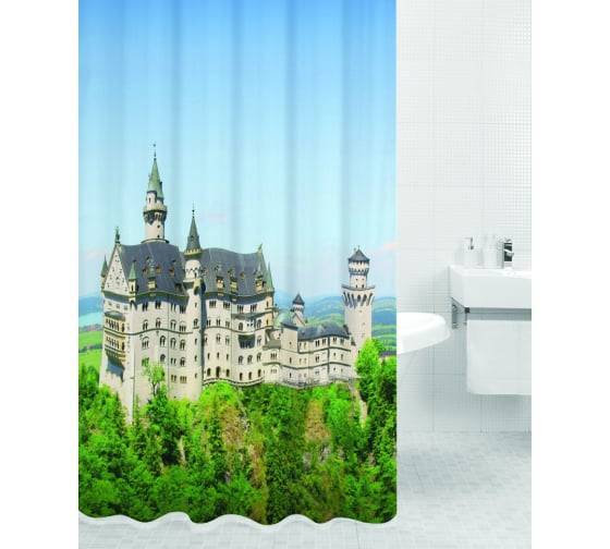 Штора для ванной Bath Plus DSP3014 180x200, голубой, зеленый