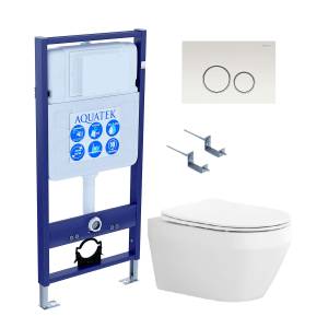 Комплект Aquatek Лея SET AQUATEK ЛЕЯ cm-016 4в1 кнопка хром глянцевый