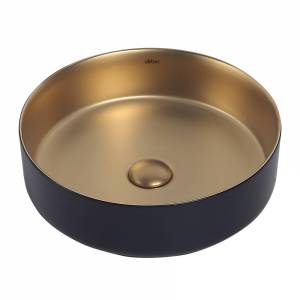 Раковина Abber Bequem AC2109BG 40 см, черно-золотая матовая