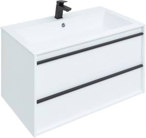 Тумба с раковиной Aquanet Lino 90 белый матовый