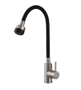 Смеситель для кухни Avrora Kitchen AV9001S с высоким гибким изливом, нержавеющая сталь