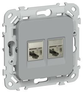 Розетка телефонная RJ11+Ethernet RJ45 IEK Flite FI-KT21-1-K03 серый