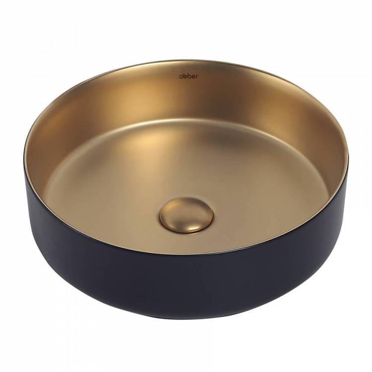 Раковина Abber Bequem AC2109BG 40 см, черно-золотая матовая