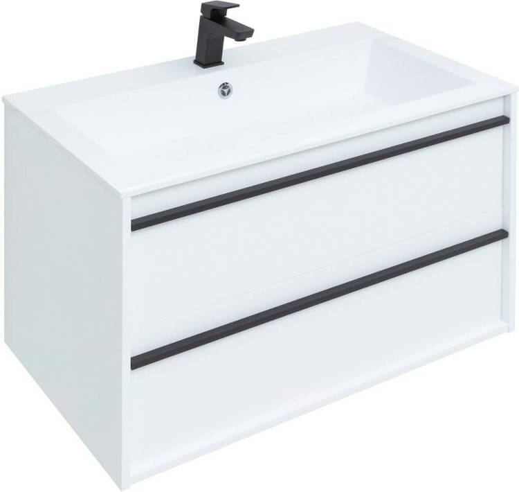 Тумба с раковиной Aquanet Lino 90 белый матовый