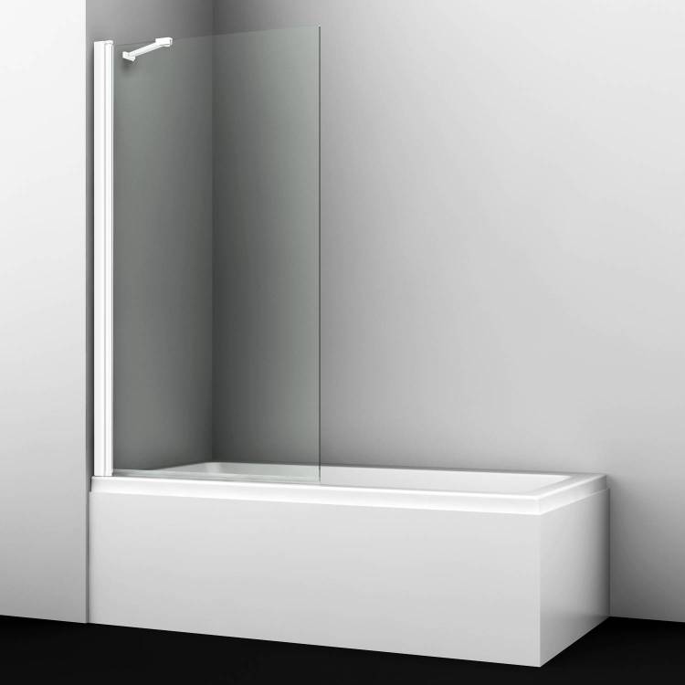 Шторка на ванну Wasserkraft Berkel 48P01-80WHITE Fixed профиль белый, стекло прозрачное, 80x140
