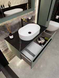 Тумба с раковиной La Fenice Elba Grigio NFNC-01-ELB-G-100-3-M-GB серо-зеленая матовая, 100 см