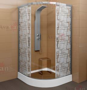 Душевой уголок AvaCan C01 профиль хром, стекло прозрачное, с рисунком, 100x100x200