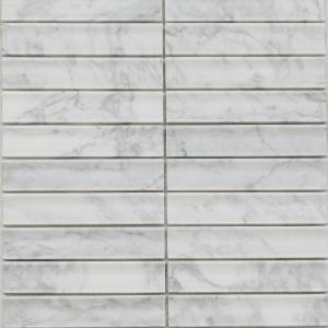 Мозаика Pixel Mosaic Венеция PIX341 Bianco Carrara Concave (3x15.1) 30.5x31.8