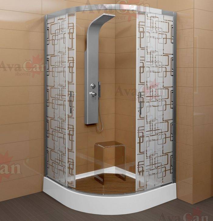 Душевой уголок AvaCan C01 профиль хром, стекло прозрачное, с рисунком, 100x100x200