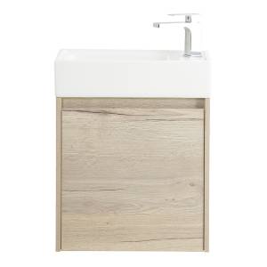 Тумба с раковиной Belbagno Kraft Mini KRAFT MINI-500/260-1A-SO-RGB-L 45x25x50 Rovere Galifax Bianco подвесная с распашной дверцей, левосторонняя