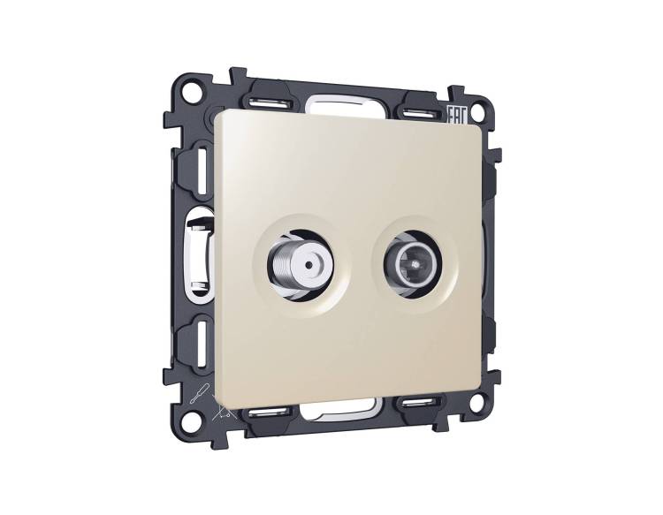 Комплект механизма TV розетки оконечной+SAT Ambrella Volt MA MA333310 бежевый матовый