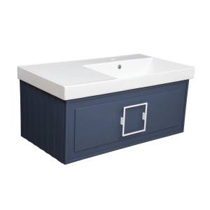 Тумба с раковиной La Fenice Cubo FNC-01-CUB-BG-90 Синий L, ручка хром