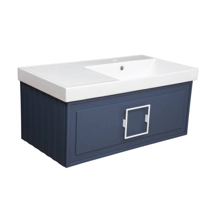 Тумба с раковиной La Fenice Cubo FNC-01-CUB-BG-90 Синий L, ручка хром