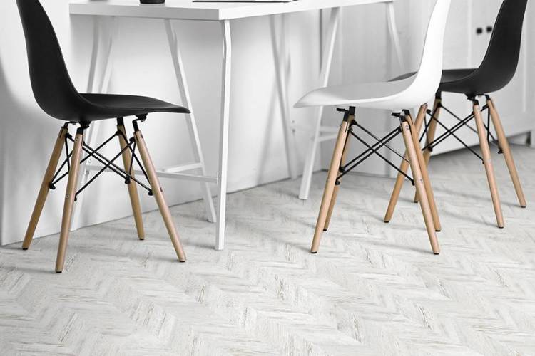 Пробковое покрытие Corkstyle Chevron White Замковое 1235x305x10