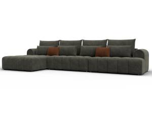 Диван угловой Лига Диванов Лига-139 138144L Laim 10 Темно-Коричневый/ Laim 14 Терракотовый