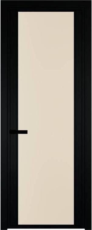 Межкомнатная дверь Profil Doors 2 AGP цвет профиля Черный, стекло безопасное 6 мм монохром жемчуг 600x2000