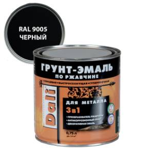 Грунт-эмаль по ржавчине 3 в 1 гладкая алкидная Dali RAL 9005 черный 0.75 л