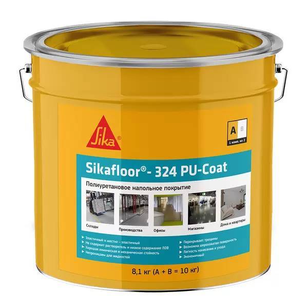 Двухкомпонентное покрытие для пола эпоксидное Sika Sikafloor 324 PU-Coat (А+В) RAL 7032 10 кг