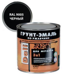 Грунт-эмаль по ржавчине 3 в 1 гладкая алкидная Dali RAL 9005 черный 0.75 л