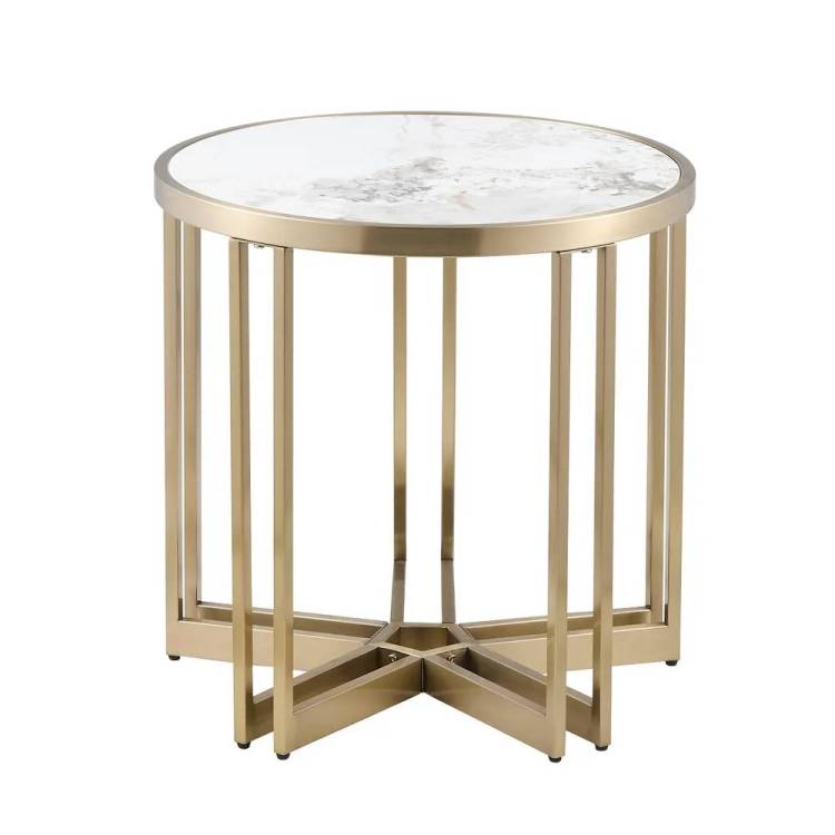 Стол журнальный Stool Group Алиада EET-279-BRCG светлая керамика сталь шампань 55x55x55