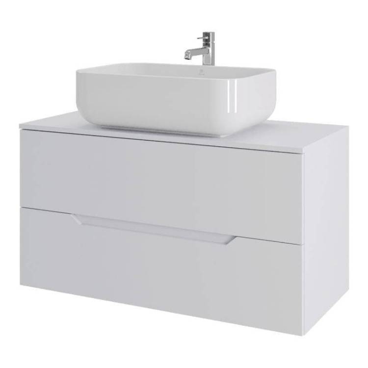 Тумба с раковиной Orange Line Li-100TuwMDF+B03-600W белая матовая, 100 см