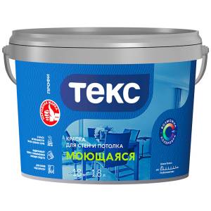 Краска для стен и потолка Текс Моющаяся Профи база A 1.8 л