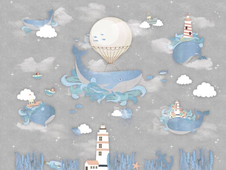 Фреска Ortograf Little friends 34401 Киты на маяке 2 Флорентина Суперфасад FFSO