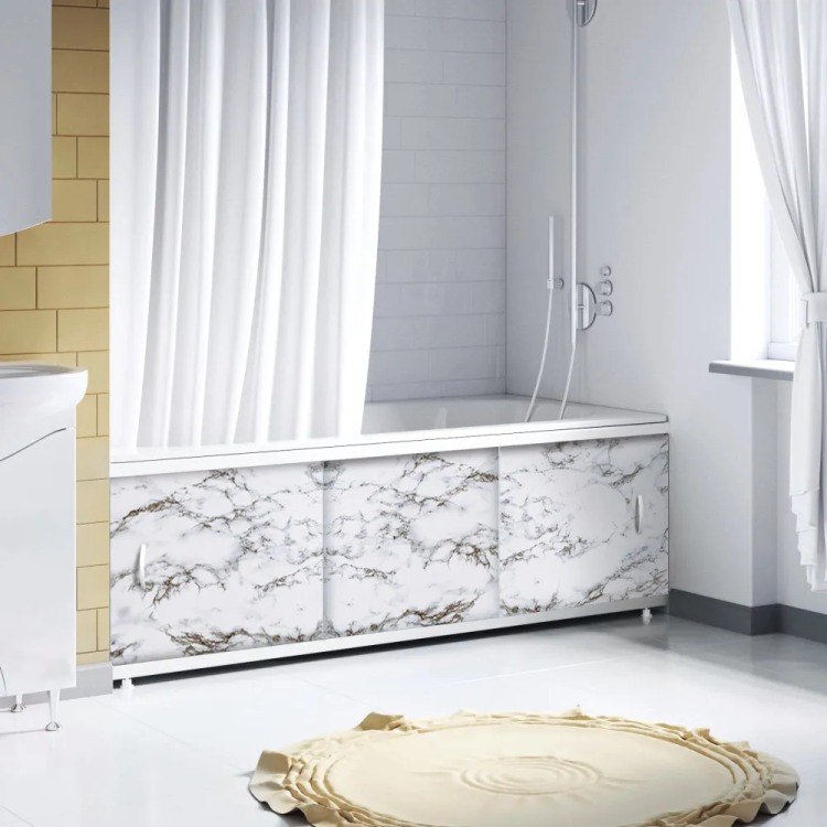 Экран под ванну Alavann Elegant ALV0928005 черно-белый мрамор, 151x53