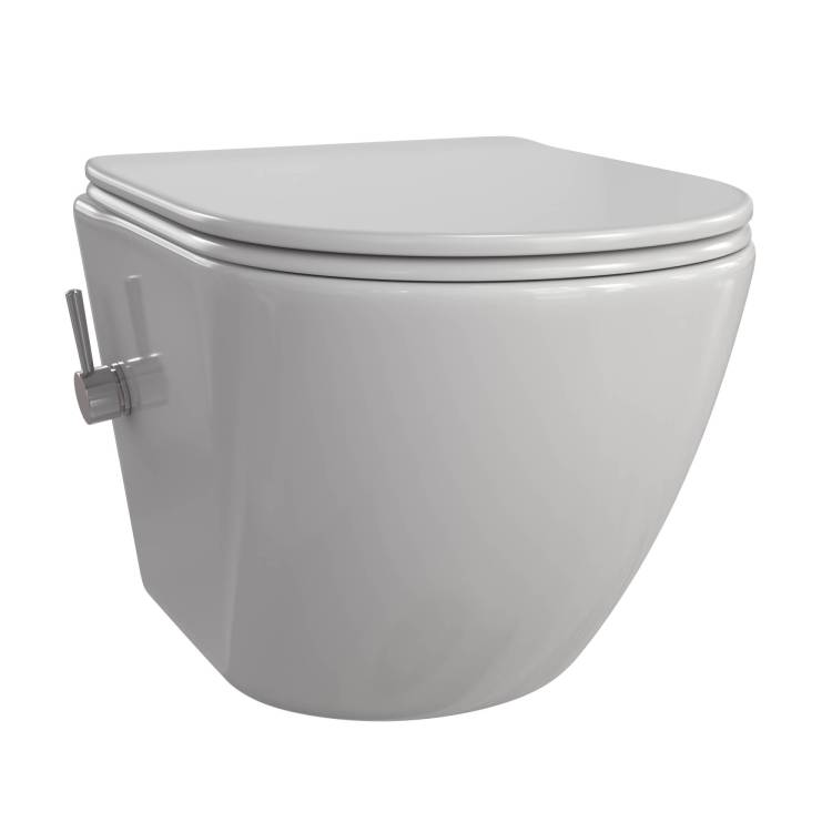 Унитаз подвесной Taliente Amato AM25010+SMcromo безободковый, с микролифтом, белый