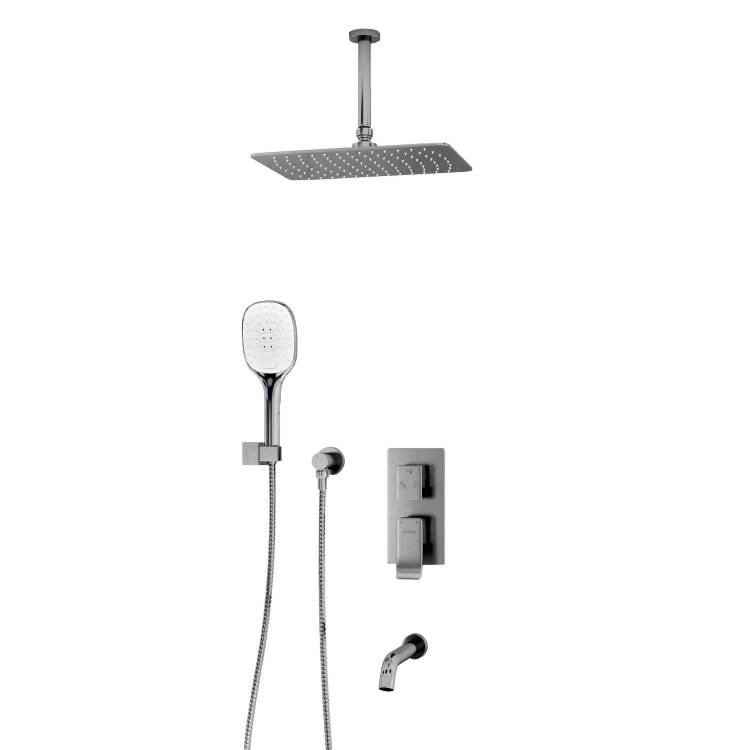 Душевой комплект Wasserkraft A171668 с верхней душевой насадкой, хром, встраиваемый, с изливом, с лейкой