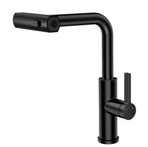 Смеситель для кухни Rush Tinos TI3732-18Black с выдвижной лейкой, черный матовый