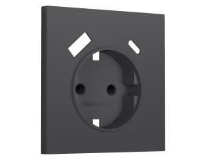 Лицевая панель для электрической розетки с заземлением со шторками 2USB A+C Ambrella Volt Sigma SP9100 графит мягкое касание