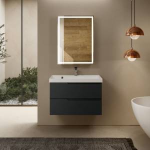 Тумба с раковиной AQUAme S3 подвесная, антрацит, 80 см