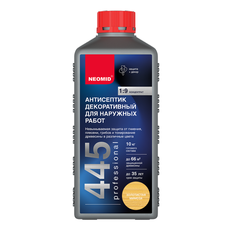 Антисептик декоративный для наружных работ Neomid 445 золотистая мимоза 0.5 кг